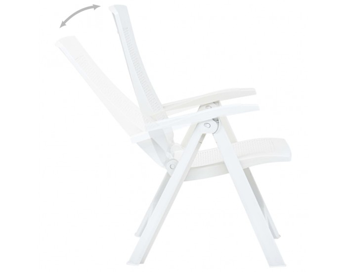 Sonata Градински регулируеми столове, 2 бр, пластмаса, бели