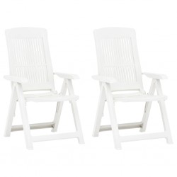 Sonata Градински регулируеми столове, 2 бр, пластмаса, бели - Градински маси