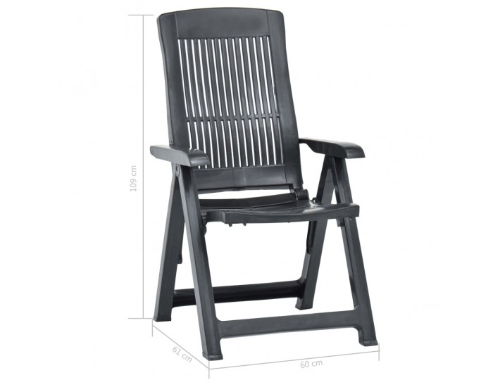 Sonata Градински регулируеми столове, 2 бр, пластмаса, антрацит