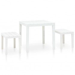 Sonata Градинска маса с 2 пейки, пластмаса, бяла - Комплекти за външни условия