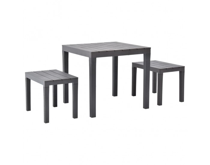 Sonata Градинска маса с 2 пейки, пластмаса, кафява