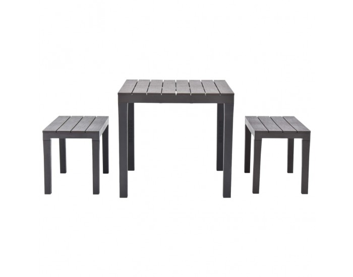 Sonata Градинска маса с 2 пейки, пластмаса, кафява