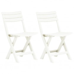 Sonata Сгъваеми градински столове, 2 бр, пластмаса, бели - Градински столове