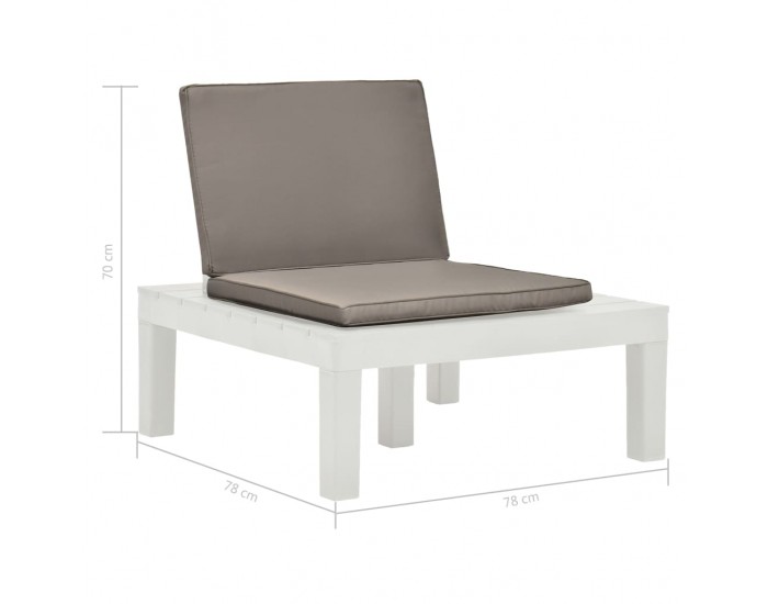 Sonata Градински лаундж стол с шалте, пластмаса, бял