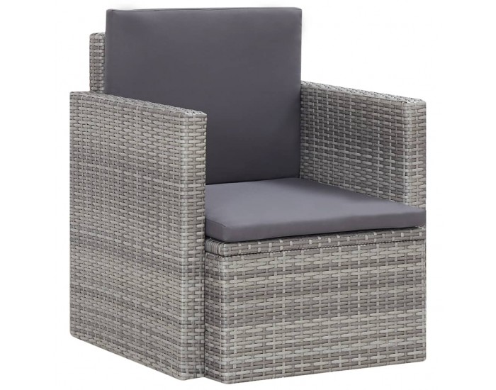 Sonata Градински стол с възглавници, полиратан, сив