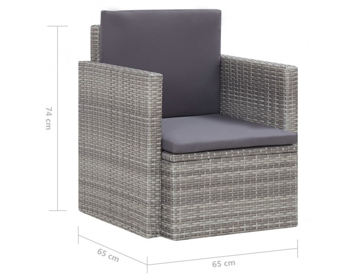 Sonata Градински стол с възглавници, полиратан, сив