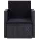 Sonata Градински стол с възглавници, полиратан, черен
