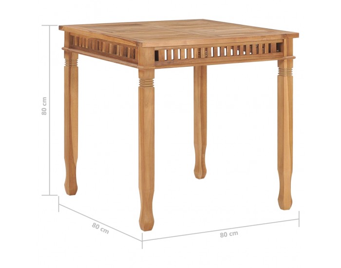 Sonata Градинска трапезна маса, 80x80x80 cм, тиково дърво масив