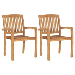 Sonata Стифиращи градински трапезни столове, 2 бр, тиково дърво масив - Градински столове