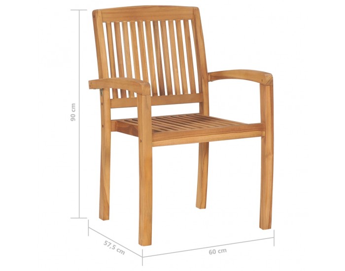 Sonata Стифиращи градински трапезни столове, 2 бр, тиково дърво масив