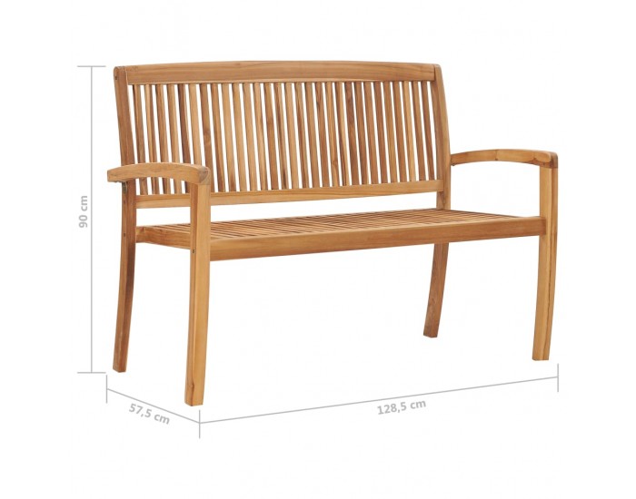 Sonata 2-местна стифираща градинска пейка, 128,5 cм, тик масив