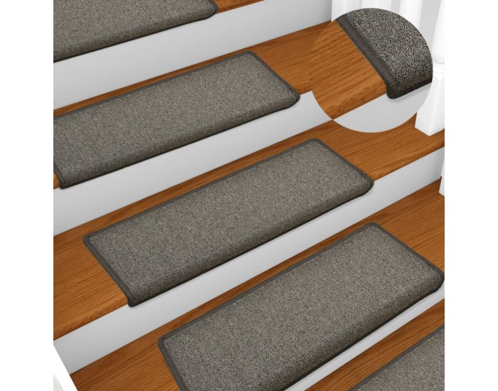Sonata Постелки за стъпала, 15 бр, 65x25 см, тъмносиви