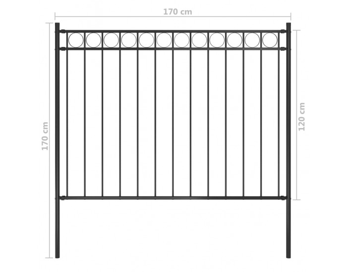 Sonata Градинска ограда, стомана, 1,7x1,2 м, черна