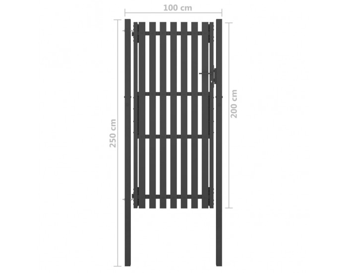 Sonata Градинска порта за ограда, стомана, 1x2,5 м, антрацит