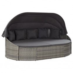 Sonata Градинско лаундж легло със сенник, полиратан, сиво - Сравняване на продукти