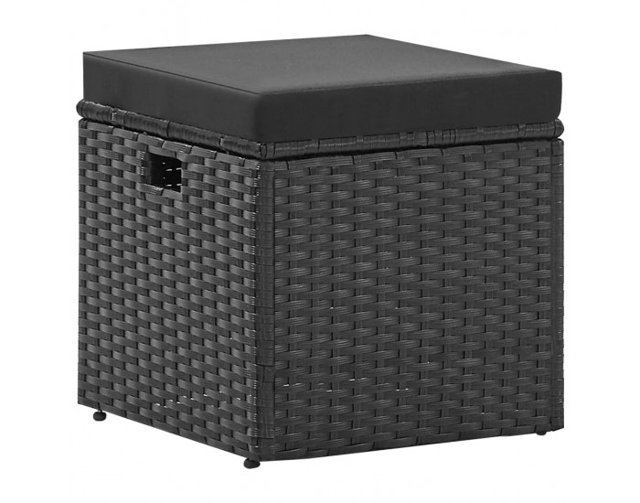 Sonata Градински комплект с възглавници, 4 части, полиратан, черен