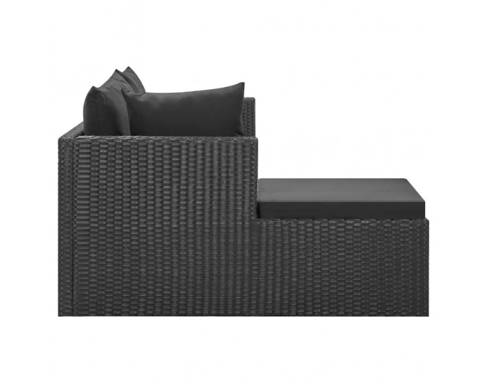 Sonata Градински комплект с възглавници, 4 части, полиратан, черен