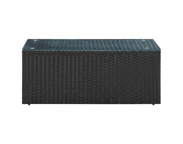 Sonata Градински комплект с възглавници, 4 части, полиратан, черен