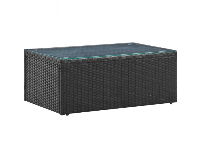 Sonata Градински комплект с възглавници, 4 части, полиратан, черен