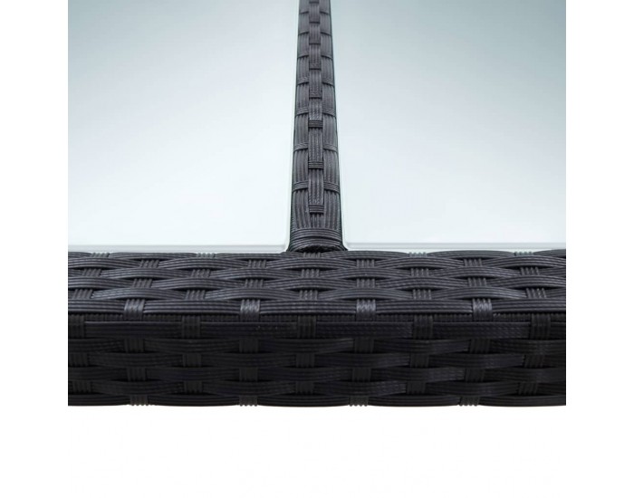 Sonata Градинска трапезна маса, черна, 200x150x74 см, полиратан