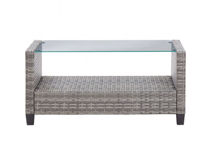 Sonata Градински комплект с възглавници, 6 части, полиратан, тъмносив