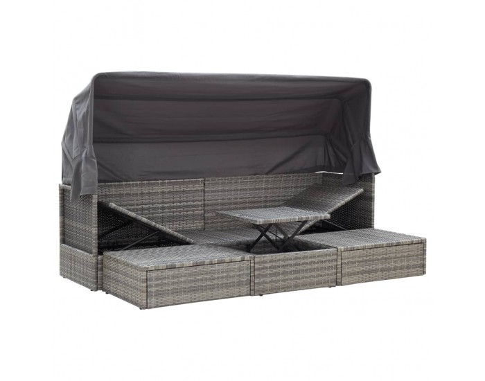 Sonata Градинско легло с покрив смесено сиво 200x60x124 см полиратан