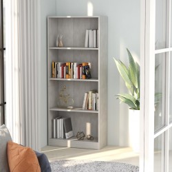 Sonata 4-етажна библиотека, бетонно сива, 60x24x142 см, ПДЧ - Етажерки
