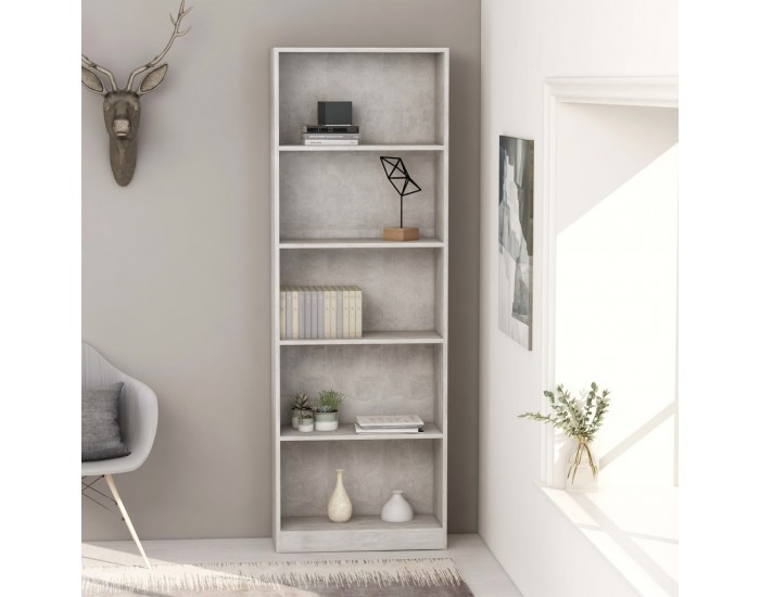 Sonata 5-етажна библиотека, бетонно сива, 60x24x175 см, ПДЧ Sonata 5-етажна библиотека, бетонно сива, 60x24x175 см, ПДЧ