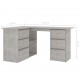 Sonata Ъглово бюро, бетонно сиво, 145x100x76 см, ПДЧ