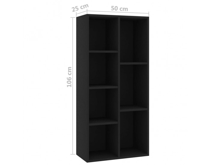 Sonata Шкаф библиотека, черен, 50x25x106 см, ПДЧ