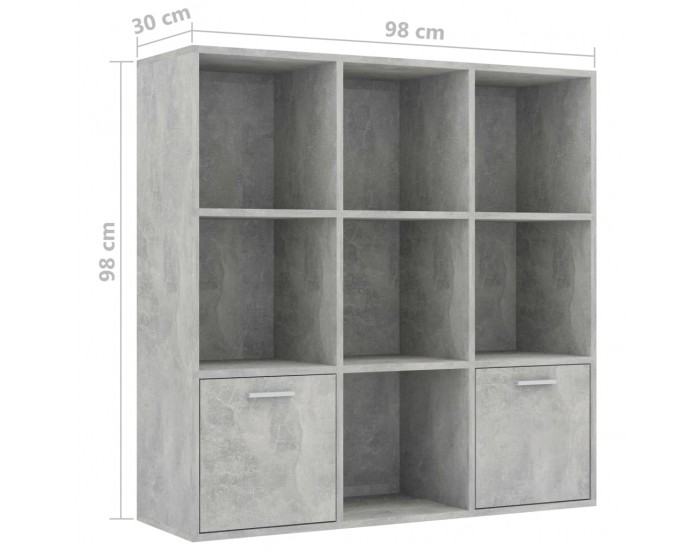 Sonata Библиотека, бетонно сива, 98x30x98 см, ПДЧ