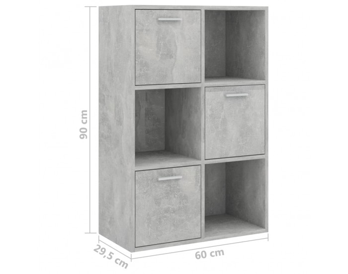 Sonata Шкаф за съхранение, бетонно сив, 60x29,5x90 см, ПДЧ