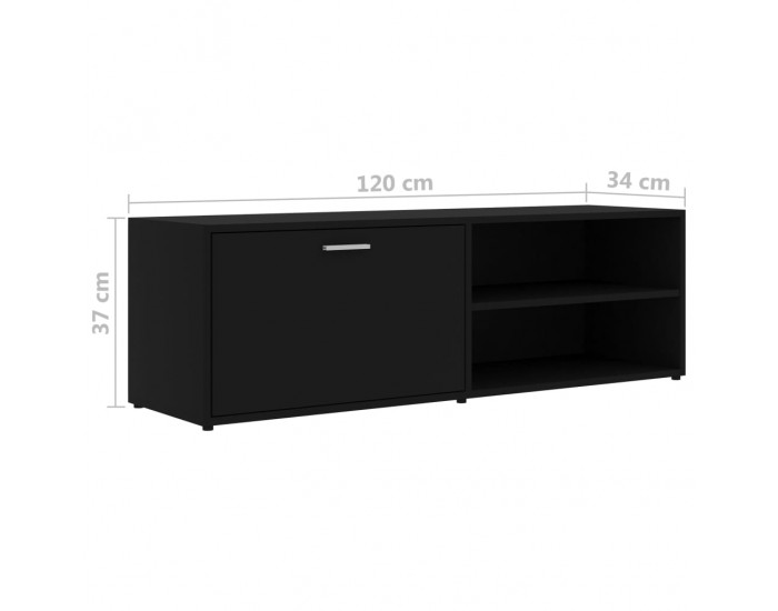 Sonata ТВ шкаф, черен, 120x34x37 см, ПДЧ