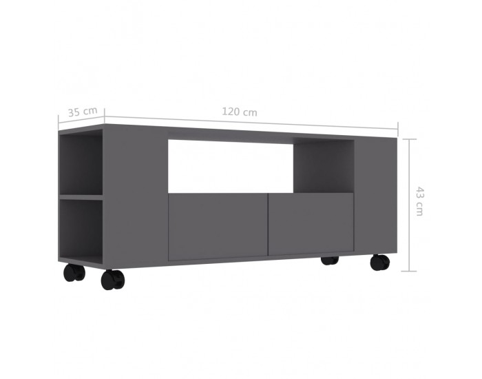 Sonata ТВ шкаф, сив, 120x35x43 см, ПДЧ
