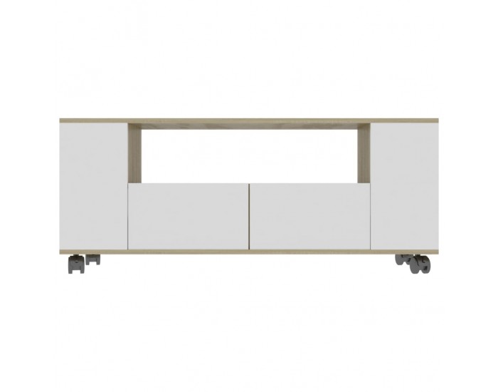 Sonata ТВ шкаф, бяло и дъб сонома, 120x35x43 см, ПДЧ