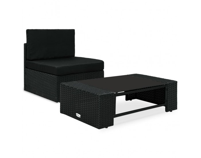 Sonata Градински комплект, 2 части, полиратан, черен