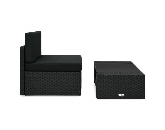 Sonata Градински комплект, 2 части, полиратан, черен