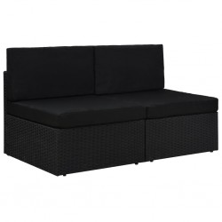 Sonata Двуместен модулен диван, полиратан, черен - Модулни дивани
