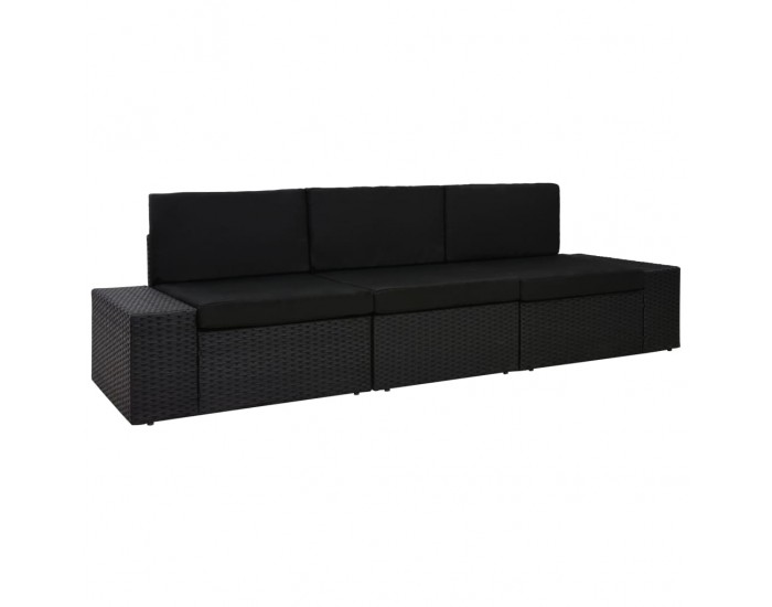Sonata Триместен модулен диван, полиратан, черен