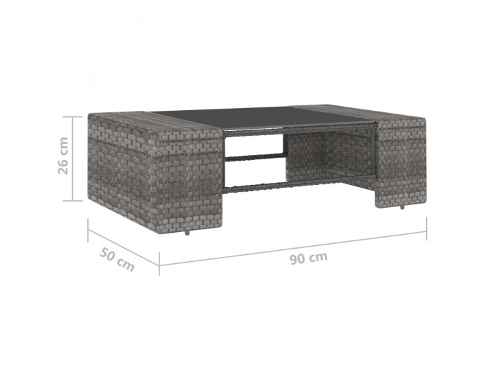 Sonata Градински комплект за отдих, 2 части, полиратан, сив