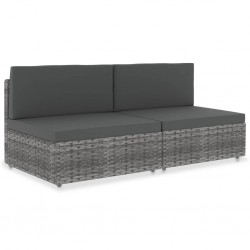 Sonata Двуместен модулен диван, полиратан, сив - Мека мебел