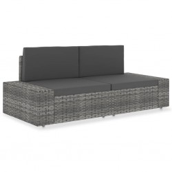 Sonata Двуместен модулен диван, полиратан, сив - Мека мебел