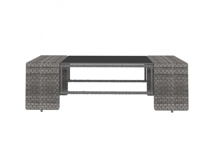 Sonata Градински комплект за отдих, 3 части, полиратан, сив