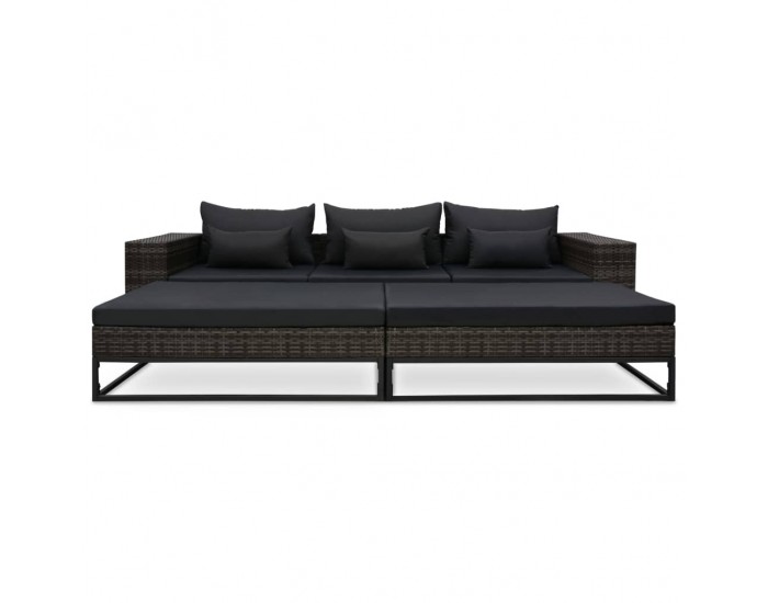 Sonata Градински комплект с възглавници, 5 части, полиратан, сив