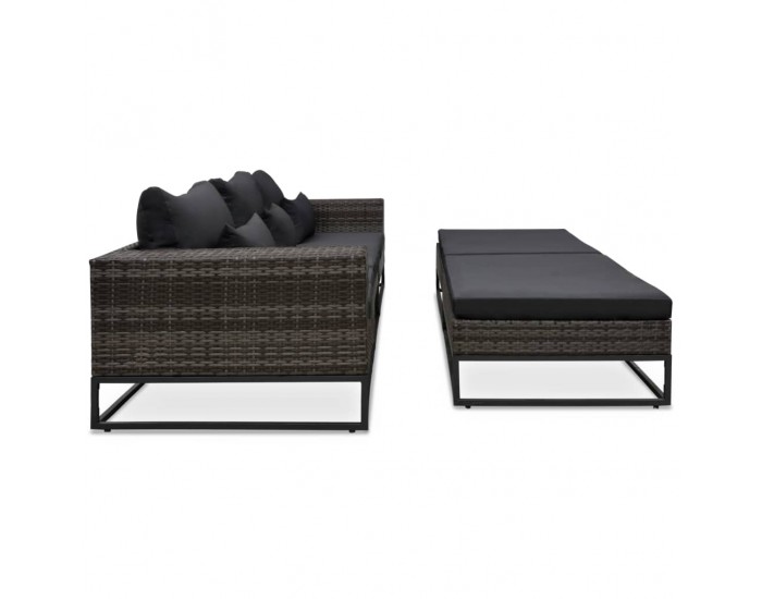 Sonata Градински комплект с възглавници, 5 части, полиратан, сив