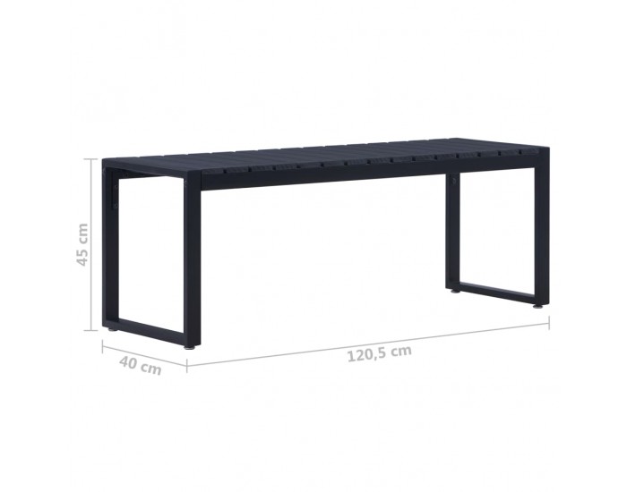 Sonata Градинска пейка, 120,5 см, PS дъска, черна