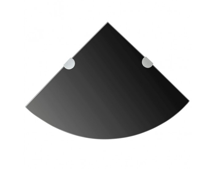Sonata Ъглови рафтове, 2 бр, черно стъкло с държачи хром, 35x35 см