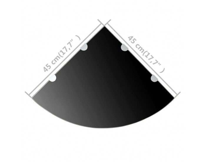 Sonata Ъглови рафтове, 2 бр, черно стъкло с държачи хром, 45x45 см