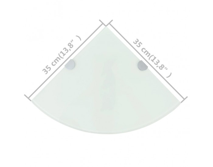 Sonata Ъглови рафтове, 2 бр, бяло стъкло с държачи хром, 35x35 см