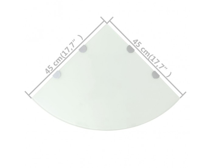 Sonata Ъглови рафтове, 2 бр, бяло стъкло с държачи хром, 45x45 см